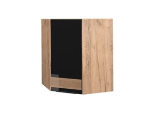 4066731230839 - Eckhängeschrank Küchenschrank Küchenmöbel Fame-Line Eiche Schwarz 57 cm modern Hochglanz