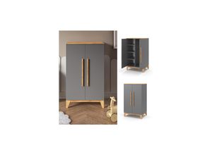 4066731231843 - Kleiderschrank Malia 120x70cm grau Schrank für Kinderzimmer 4 Fächer