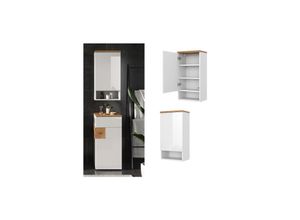 4066731235179 - Hängeschrank Badschrank Badezimmermöbel Eden Weiß Artisan modern 40x60 cm Badezimmer Schrank Badmöbel hängend 1 Tür 4 Fächer Hochglanz