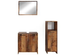 4066731242955 - Badmöbelset Kiko Old Style modern Badezimmerschrank Badschrank Badezimmermöbel Waschtischunterschrank Badspiegel Midischrank Schranktür Schrankfach Schrankregal