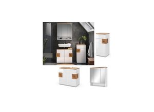 4066731242986 - Badmöbel-Set Badezimmer-Möbel Bad-Schrank Eden Weiß Artisan modern Badezimmerschrank Waschbeckenunterschrank Spiegelschrank Midischrank Schranktür Schrankfach