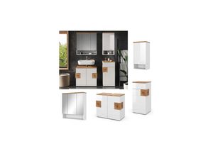 4066731243006 - Badmöbel-Set Badezimmer-Möbel Bad-Schrank Eden Weiß Artisan modern Badezimmerschrank Waschbeckenunterschrank Spiegelschrank Hängeschrank Midischrank Schranktür Schrankfach