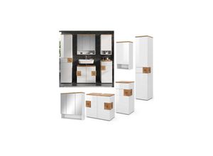 4066731243013 - Badmöbel-Set Badezimmer-Möbel Bad-Schrank Eden Weiß Artisan modern Badezimmerschrank Waschbeckenunterschrank Spiegelschrank Hängeschrank Hochschrank Midischrank Schranktür Schrankfach
