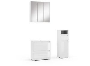 4066731243020 - Badmöbel-Set Badezimmer-Möbel Bad-Schrank Majest Weiß Hochglanz modern Badezimmerschrank Waschbeckenunterschrank Spiegelschrank Midischrank Schranktür Schrankfach Schrankschublade