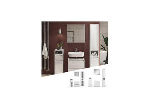 4066731243044 - Badmöbel-Set Badezimmer-Möbel Bad-Schrank Majest Weiß Hochglanz modern Badezimmerschrank Waschbeckenunterschrank Spiegelschrank Hochschrank Midischrank Schranktür Schrankfach