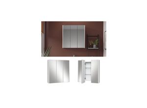 4066731243051 - Spiegelschrank Badspiegel Wandspiegel Majest Weiß Hochglanz modern 67x68 cm Badezimmer Schrank Badschrank Badezimmermöbel Badmöbel Tür