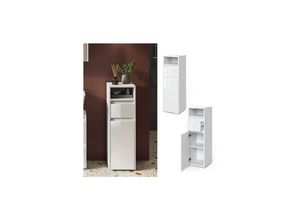 4066731243075 - Midischrank Badschrank Badezimmermöbel Majest Weiß Hochglanz modern 30x96 cm Badezimmer Schrank Badkommode Badmöbel Fach Tür Schublade