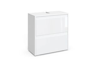 4066731243082 - Waschtischunterschrank Waschbeckenunterschrank Majest Weiß Hochglanz modern 60x62 cm Badezimmer Schrank Badschrank Badkommode Badmöbel 2 Schubladen