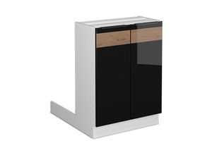 4066731246915 - Regalinselunterschrank Küchenschrank Küchenmöbel Fame-Line Weiß Schwarz Eiche 60 cm modern Hochglanz