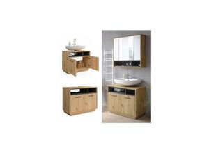 4066731248773 - Waschtischunterschrank Waschbeckenunterschrank Beatrice Eiche Anthrazit modern 80x64 cm Badkommode Badschrank Badezimmer Schrank Badmöbel Schranktür Schrankfach