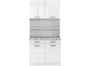 4066731256358 - Buffetküche Küchenzeile Küchenblock R-Line Weiß Hochglanz modern 100 cm Arbeitsplatte Küchenschränke Küchenmöbel 4066731256358 - Buffetküche Küchenzeile Küchenblock R-Line Weiß Hochglanz modern 100 cm Arbeitsplatte Küchenschränke Küchenmöbel