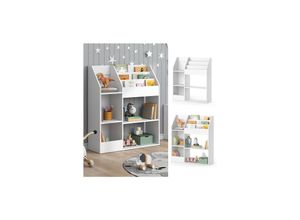 4066731266258 - Kinderregal Bücherregal Wandregal Luigi Weiß 100x114 cm modern Kinderzimmer Regal Spielzeugregal Dekoregal Standregal Aufbewahrungsregal Würfelregal Ablage Fach freistehend