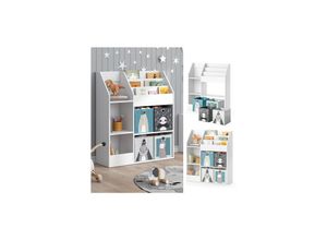 4066731266265 - Kinderregal Bücherregal Wandregal Luigi Weiß 100x114 cm modern Faltbox Kinderzimmer Regal Spielzeugregal Dekoregal Standregal Aufbewahrungsregal Würfelregal Ablage Fach freistehend