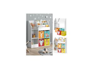 4066731266272 - Kinderregal Bücherregal Wandregal Luigi Weiß 100x114 cm modern Faltbox Kinderzimmer Regal Spielzeugregal Dekoregal Standregal Aufbewahrungsregal Würfelregal Ablage Fach freistehend