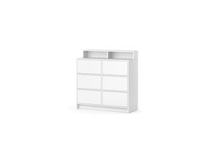 4066731267224 - Kommode Nara 986 x 1006 cm Weiß Highboard mit 6 Schubladen & Fächer