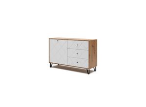 4066731270316 - Sideboard Nizza 128 x 78 cm Artisan Weiß Wohnzimmerschrank