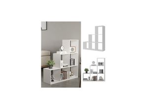 4066731271283 - Oskar-Store Treppenregal Theresa Weiß 104 x 108 cm Standregal weiß mit 6 Fächer