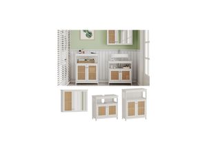 4066731271733 - Badmöbel-Set Rosario Weiß moderne Serie Badezimmer dekorative Front Spiegelschrank Waschtischunterschrank Sideboard