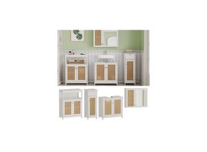 4066731271788 - Badmöbel-Set Rosario Weiß moderne Serie Badezimmer dekorative Front Spiegelschrank Waschtischunterschrank Midischrank Sideboard