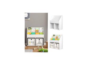 4066731271955 - Livinity Kinder Bücherregal Conny 72 x 79 cm Weiß Kinderregal mit großen Ablagen