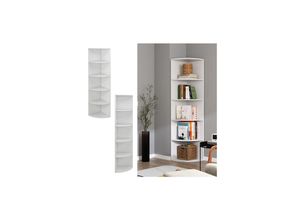 4066731272013 - Oskar-Store Eckregal Fabienne 180x40cm Weiß stehendes Bücherregal mit 5 Fächern