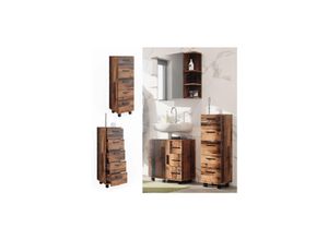 4066731272167 - Midischrank Badschrank Badezimmermöbel Ilias Old Style modern 30x95 cm Badezimmer Schrank Badkommode Badmöbel Schrankschublade