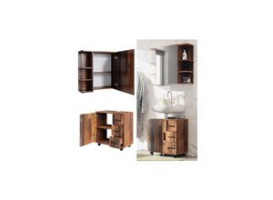 4066731272198 - Badmöbelset Ilias Old Style modern Badezimmerschrank Badschrank Badezimmermöbel Waschtischunterschrank Waschbeckenunterschrank Spiegelschrank Schranktür Schrankfach Schrankschublade