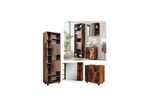 4066731272211 - Badmöbelset Ilias Old Style modern Badezimmerschrank Badschrank Badezimmermöbel Waschtischunterschrank Waschbeckenunterschrank Spiegelschrank Schranktür Schrankfach Schrankschublade