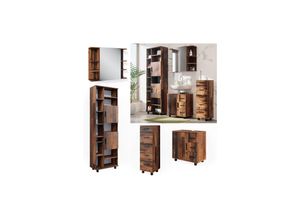 4066731272228 - Badmöbelset Ilias Old Style modern Badezimmerschrank Badschrank Badezimmermöbel Waschtischunterschrank Waschbeckenunterschrank Spiegelschrank Midischrank Hochschrank Schranktür Schrankschublade