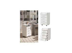 4066731272327 - Livinity Rollcontainer Gwendolyn Weiß 40x65x 36 cm 4 Schubladen Büroschrank