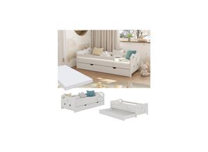 4066731272396 - Livinity Kinderbett Einzelbett Juniorbett Jessica Weiß 160x80 cm Matratze modern Kinderzimmer Bett Bettschublade Rausfallschutz