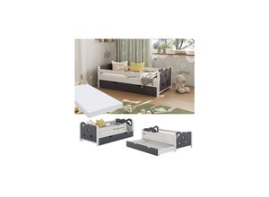 4066731272457 - Livinity Kinderbett Einzelbett Juniorbett Jessica Weiß Grau 140x70 cm Matratze modern Kinderzimmer Bett Bettschublade Rausfallschutz