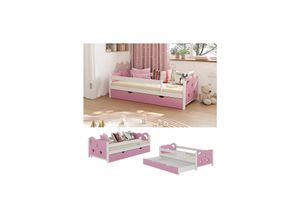 4066731272464 - Livinity Kinderbett Einzelbett Juniorbett Jessica Weiß Pink 160x80 cm modern Kinderzimmer Bett Bettschublade Rausfallschutz