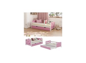 4066731272488 - Livinity Kinderbett Einzelbett Juniorbett Jessica Weiß Pink 140x70 cm modern Kinderzimmer Bett Bettschublade Rausfallschutz