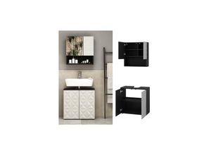 4066731274635 - Badmöbel-Set Badezimmer-Möbel Bad-Schrank Edge Schwarz Weiß modern Badezimmerschrank Waschbeckenunterschrank Spiegelschrank Badezimmerkommode