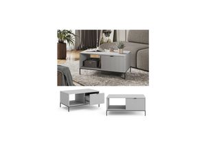 4066731274697 - Couchtisch Eliza 90 x 50 cm Grau moderner Wohnzimmertisch mit Schublade