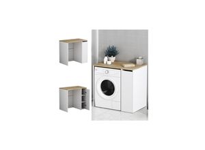 4066731276363 - Ok-living - Waschmaschinenschrank Viktor Weiß 935 x 885 cm mit 3 Fächer Oskar-Store