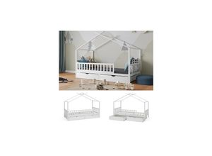 4066731276370 - Vitalispa Kinderbett Bettenhaus Einzelbett Franka Weiß 200 x 90 cm modern Kinderzimmer Bett Bettschublade Lattenrost Rausfallschutz