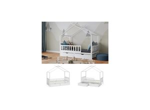 4066731276394 - Vitalispa Kinderbett Bettenhaus Einzelbett Franka Weiß 160 x 80 cm modern Kinderzimmer Bett Bettschublade Lattenrost Rausfallschutz