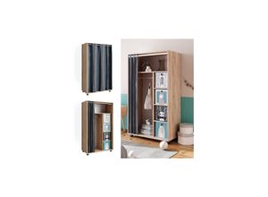 4066731276646 - mobiler Kinderkleiderschrank Dielenschrank Garderobe Doros Sonoma modern 100 x 168 cm Faltboxen offen rollbar