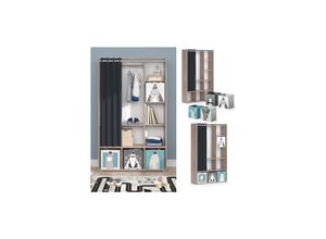 4066731276790 - Kinderkleiderschrank Kinderzimmerschrank Kindergarderobe Luigi Sonoma Faltbox 106 x 178 cm modern Schrankregal Jugendzimmerschrank Organizer Vorhang Kleiderstange Fächer Aufbewahrung Spielzeugablage