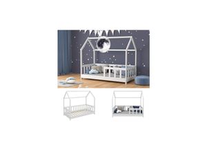 4066731278022 - Livinity Kinderbett Bettenhaus Einzelbett Michelle Weiß 140 x 70 cm modern Kinderzimmer Bett Lattenrost Rausfallschutz