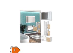 4066731326471 - Badmöbel-Set Alf Weiß Artisan Eiche Badezimmer moderne Badserie Waschtischunterschrank LED-Spiegel Hochschrank 4066731326471 - Badmöbel-Set Alf Weiß Artisan Eiche Badezimmer moderne Badserie Waschtischunterschrank LED-Spiegel Hochschrank