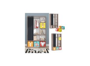 4066731329816 - Kinderkleiderschrank Kinderzimmerschrank Kindergarderobe Luigi Sonoma Faltbox 106 x 178 cm modern Schrankregal Jugendzimmerschrank Organizer Vorhang Kleiderstange Fächer Aufbewahrung Spielzeugablage