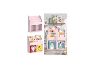 4066731335763 - Kinderbücherregal Luigi 72 x 79 cm Rosa Kinderzimmerregal offene Fächer