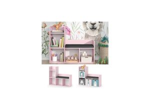 4066731335831 - Regal mit Sitzbank Luigi 107 x 88 cm Rosa Kinderzimmer große Fächer