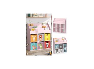 4066731335862 - Kinderbücherregal Luigi 107 x 114 cm Rosa Kinderzimmerregal offene Fächer