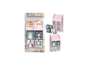 4066731335916 - Kinderbücherregal Luigi 72 x 114 cm Rosa Kinderzimmerregal offene Fächer groß Faltboxen