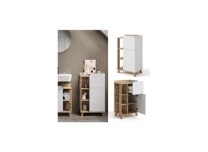 4066731336562 - Unterschrank Karen 50 x 90 cm Sonoma Weiß schmaler Badschrank Badezimmer modern