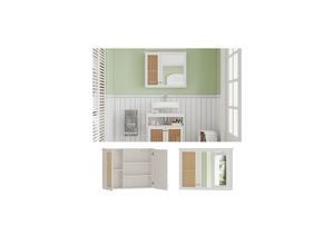 4066731336777 - Spiegelschrank Rosario 60 x 49 cm Weiß mit 2 Türen Badezimmer modern